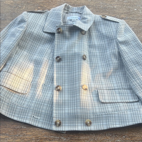 Calvin Klein Women's Checkered Blazer - Gray and Cream - Picture 3 of 4